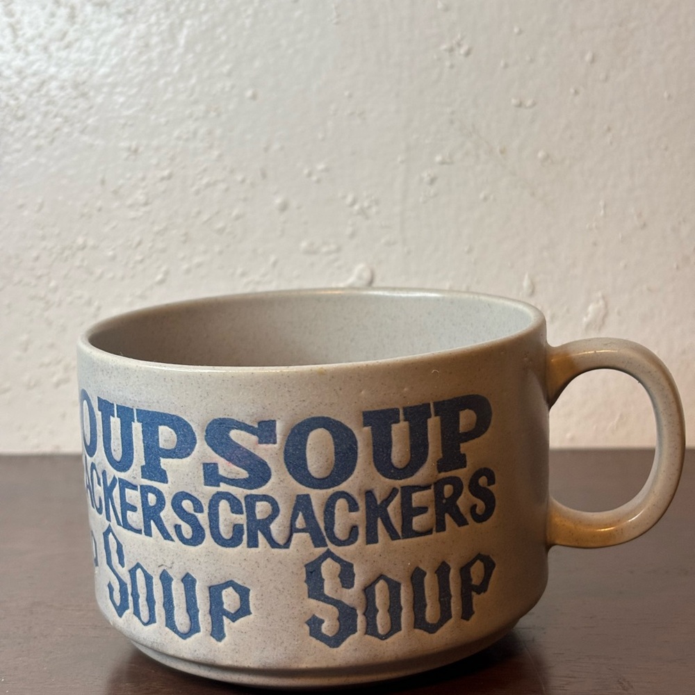 Vintage Blue and Gray Soup Mug